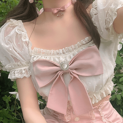 Sweet Bubble Pink Bow Top