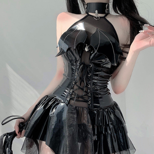 Demon Sexy Cosplay Strap Leather Suit