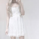 Lace Bow White Corset Dress