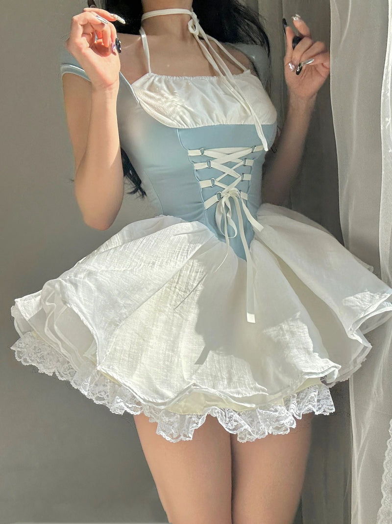 Milkmaid Blue Corset Dress