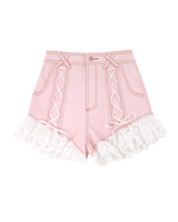 Lace Denim Shorts KITTYDOTT S Pink 