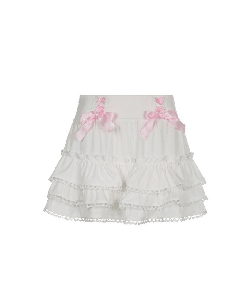 Double Lace Fairy Cake Skirt KITTYDOTT M White 