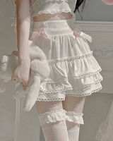 Double Lace Fairy Cake Skirt KITTYDOTT S White 