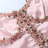 Granola Girl Floral Satin Corset Elegant Pink Camisole cutiepeach 