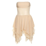Ballet Delicate Lace Layered See-Through Beige Cream Dress cutiepeach 