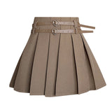 Belt Pleated Mini Tennis Skirt