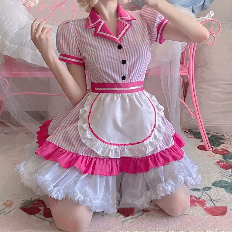 Striped Barbie Pink Maid Dress