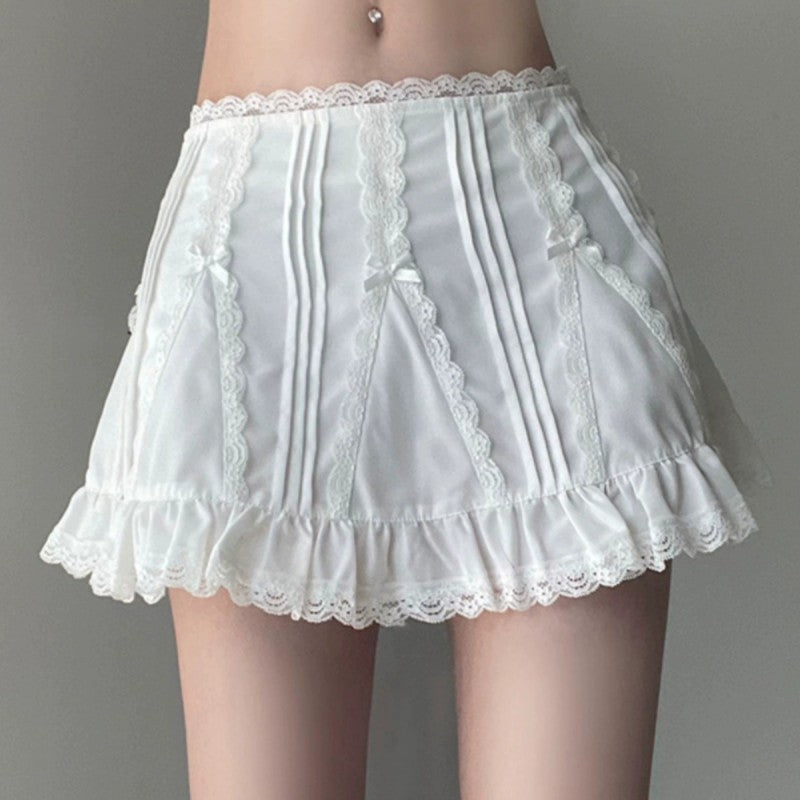 White Mini Lace Skirt