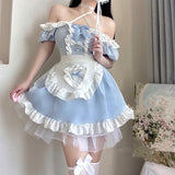 Blue Milk Maid Dress
