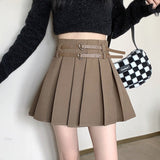 Belt Pleated Mini Tennis Skirt