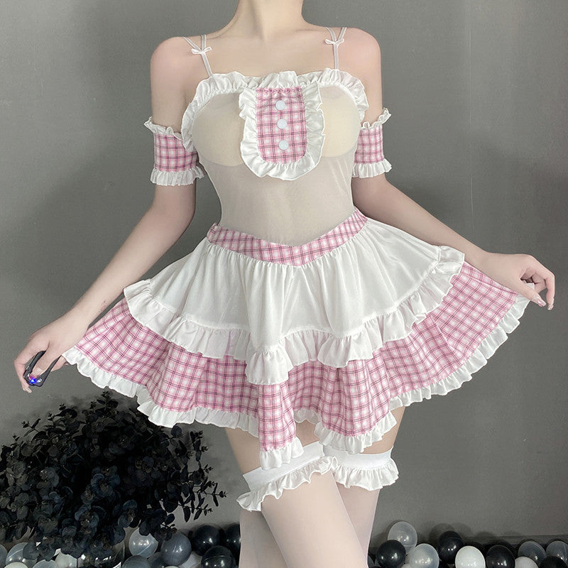 Mesh Summer Pink Maid Dress