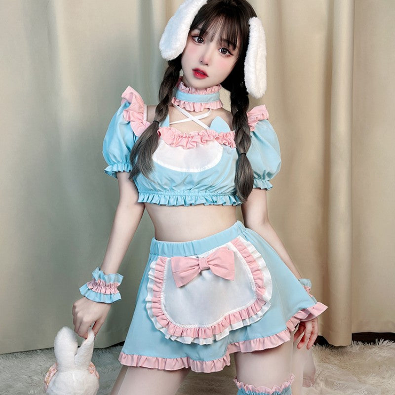 Cute Bowknot Pink Maid Dress