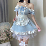 Blue Milk Maid Dress