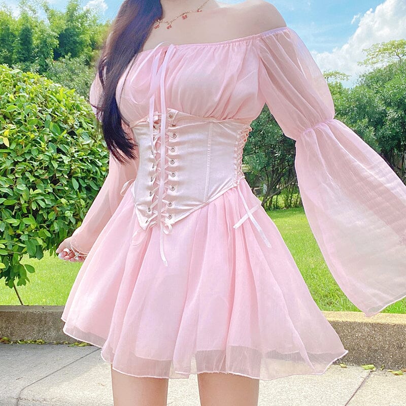 Pure Bliss Dress & Corset Co-Ord Dresses Boogzel Apparel Dress L Pink