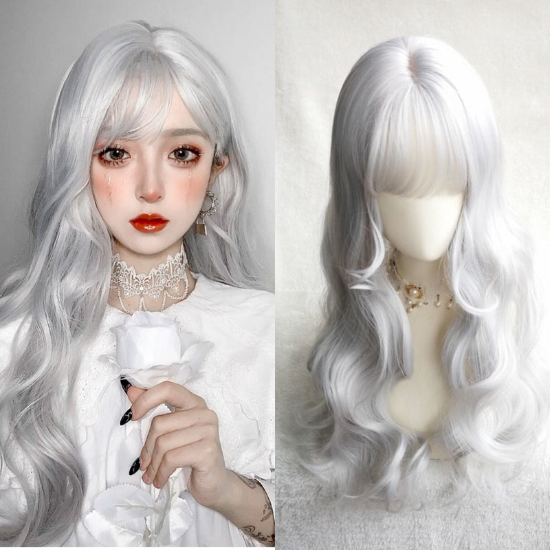 Long Silver Curly Wig