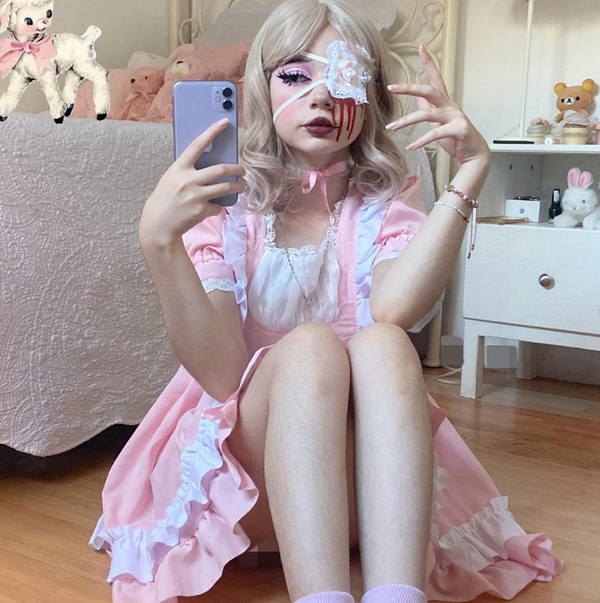 Cosplay Lolita Pink Maid Dress