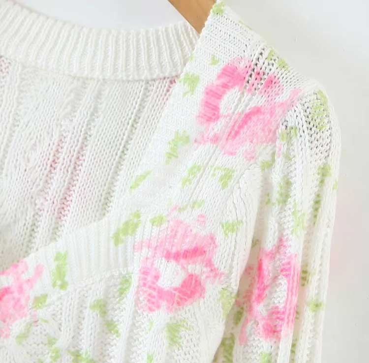 Warm Orthodox Polished Floral Knitted Daily Cardigan