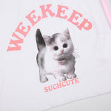 Kawaii Cat Print Pink Lace-up Patchwork Crop Top cutiepeach 