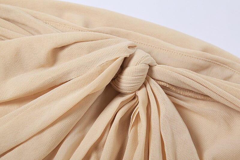 Ballet Delicate Lace Layered See-Through Beige Cream Dress cutiepeach 