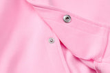 Pink Varsity Faux Fur Spliced Jacket