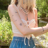 Laidback Snug Keyhole Knitted Lace Up Party Vest cutiepeach 