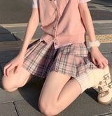 [Plus size] Soft JK Pink Plaid skirt