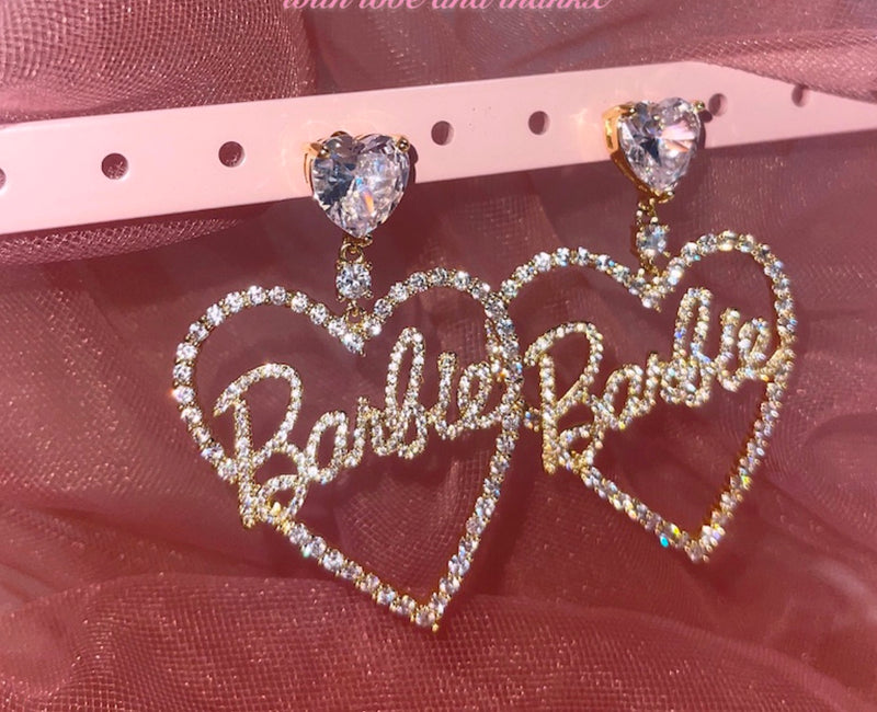 Y2K Barbie Heart Diamons Earrings