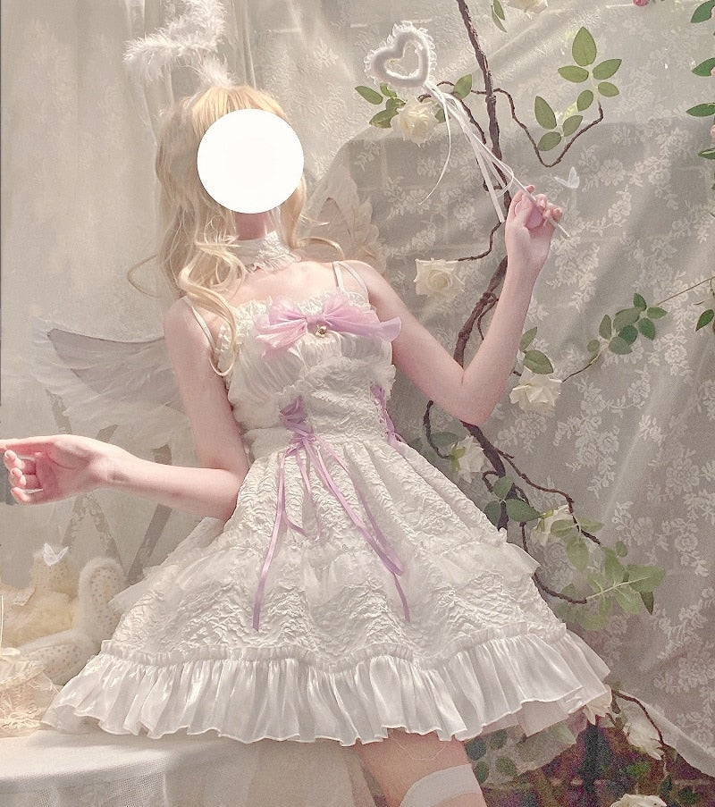 Angel Assembly Lolita Dress - White Pink / S - dress