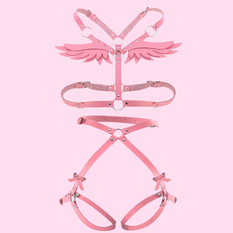 Angel Wing Harness - Pink Full Set - angel, angel wings, angels, harness, harnesses