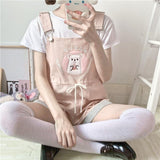 Baby Bear Overalls - Light Pink - animal jumper, cargo overalls, coverall, coveralls, denim