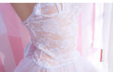 White Bride Lingerie Bodysuit Bridal Wedding Lace Tutu Skirt Headpiece Garter 