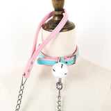 Pastel Leash Collar Choker Bell Kitten Necklace Petplay Kink Fetish Toys
