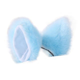 Blue Furry Soft Neko Ears Clip In Cat Ears Fox Ears Petplay Kink Fetish Furries 