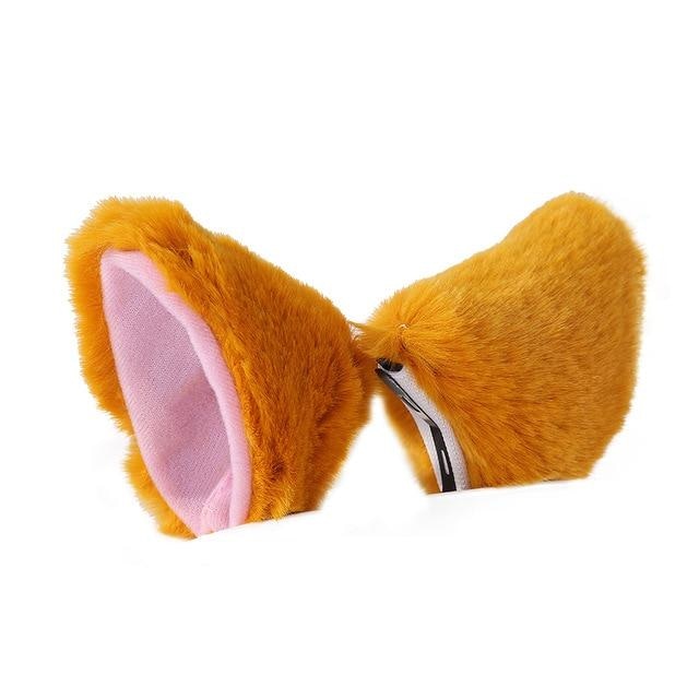 Orange Furry Soft Neko Ears Clip In Cat Ears Fox Ears Petplay Kink Fetish Furries 