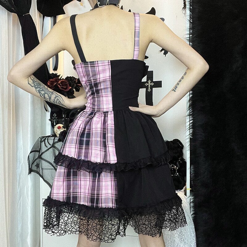Alt girl black pink suspender dress ah0167 Dresses Cutiekill 