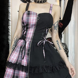 Alt girl black pink suspender dress ah0167 Dresses Cutiekill 