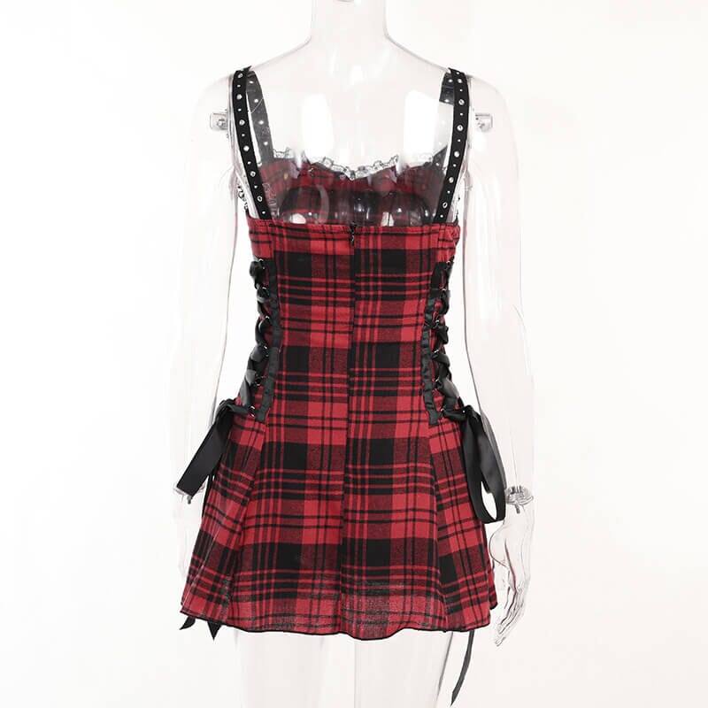 Punk girl rivet suspender ribbon dress ah0134 Dresses Cutiekill 