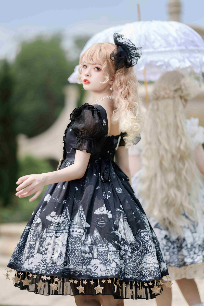 Dragon Slayer Gothic Lolita Dress - anime, anime girl, castle, castles, dragon