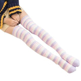 Fuzzy Striped Thigh Highs socks Kawaii Babe 