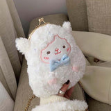 Little Lamb Plush Pouch - bags, clip bag, coin pouch, cute, fairy kei