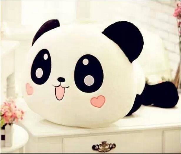panda bear body pillow plush toy soft stuffed animal kawaii anime face heart cheek kawaii babe
