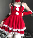 Luxury Santa Bunny Dress Set - Red / M - bunny, christmas, christmas dress, cute dresses