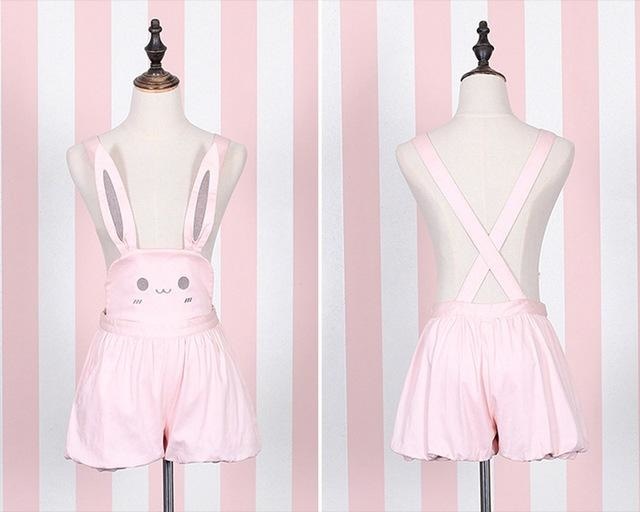 kawaii pink bunny rabbit jumper overalls suspender straps dress bloomer shorts youthful young little girl little space cgl abdl dd/lg lifestyle DDLG playground