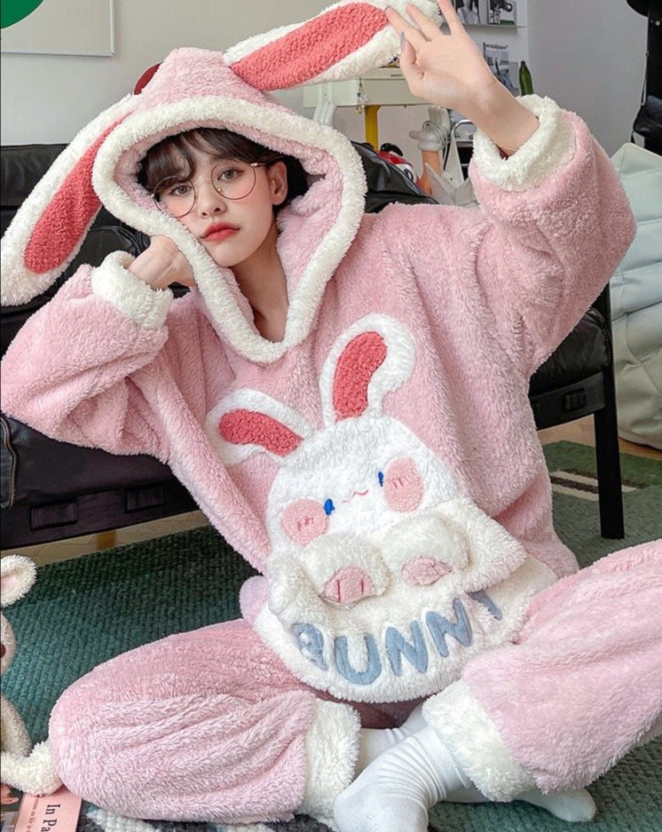 Plush Bunny Winter Pajama Set - pajamas