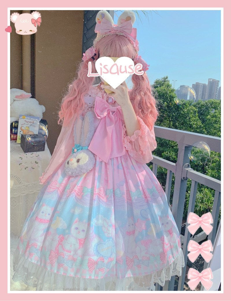 Pocket Kitten Lolita Dress - cat dress, dresses, chiffon, classic lolita, fairy kei