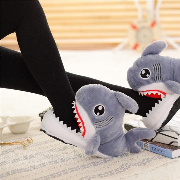 baby shark slippers plush soft jaws open mouth cute 