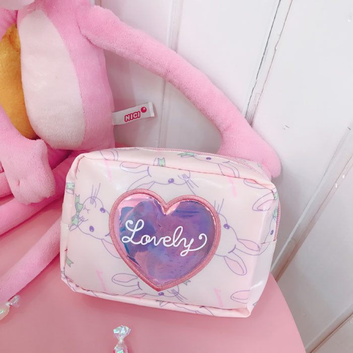 Lovely Heart Pink Cosmetic Bag