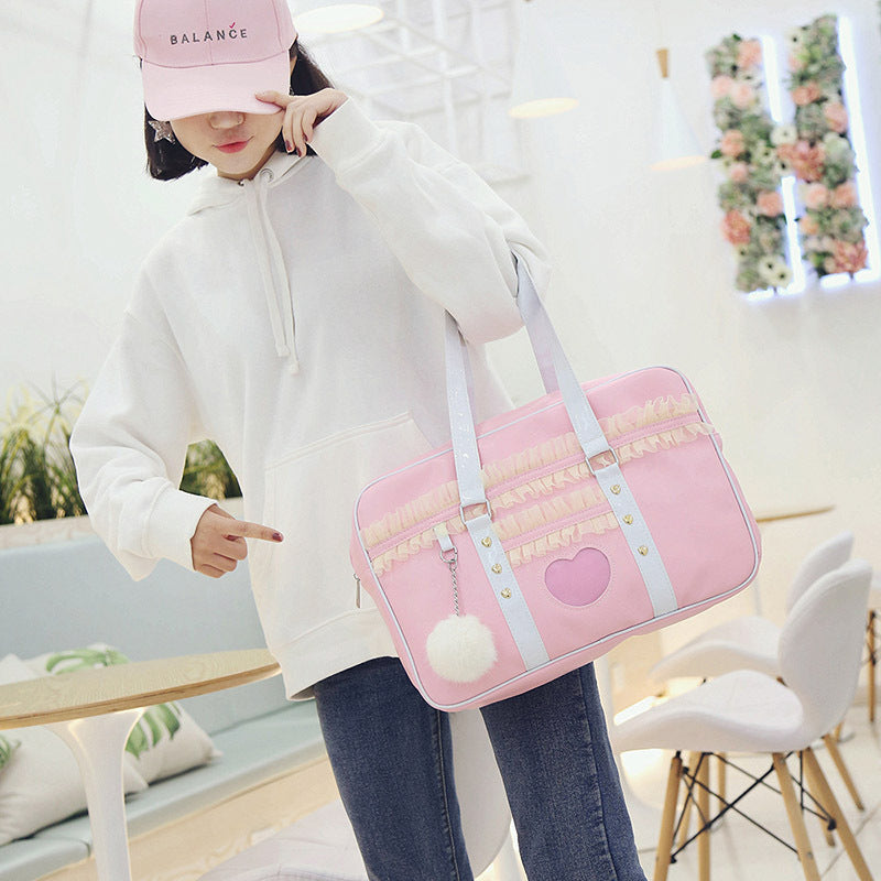 Ruffled Pink Duffle Bag