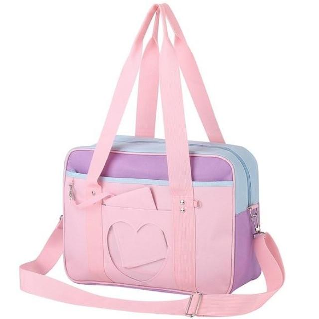 Pastel Purple Pink Heart Handbag Duffle Messenger Bag Cute Harajuku Kawaii Fashion Fairy Kei