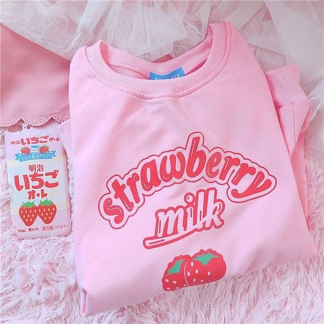 Strawberry Milk Sweatshirt sweater Kawaii Babe 